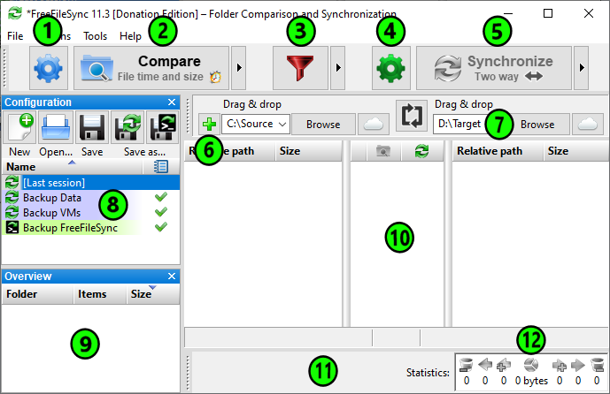 FreeFileSync main window