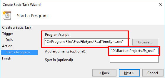 Schedule RealTimeSync